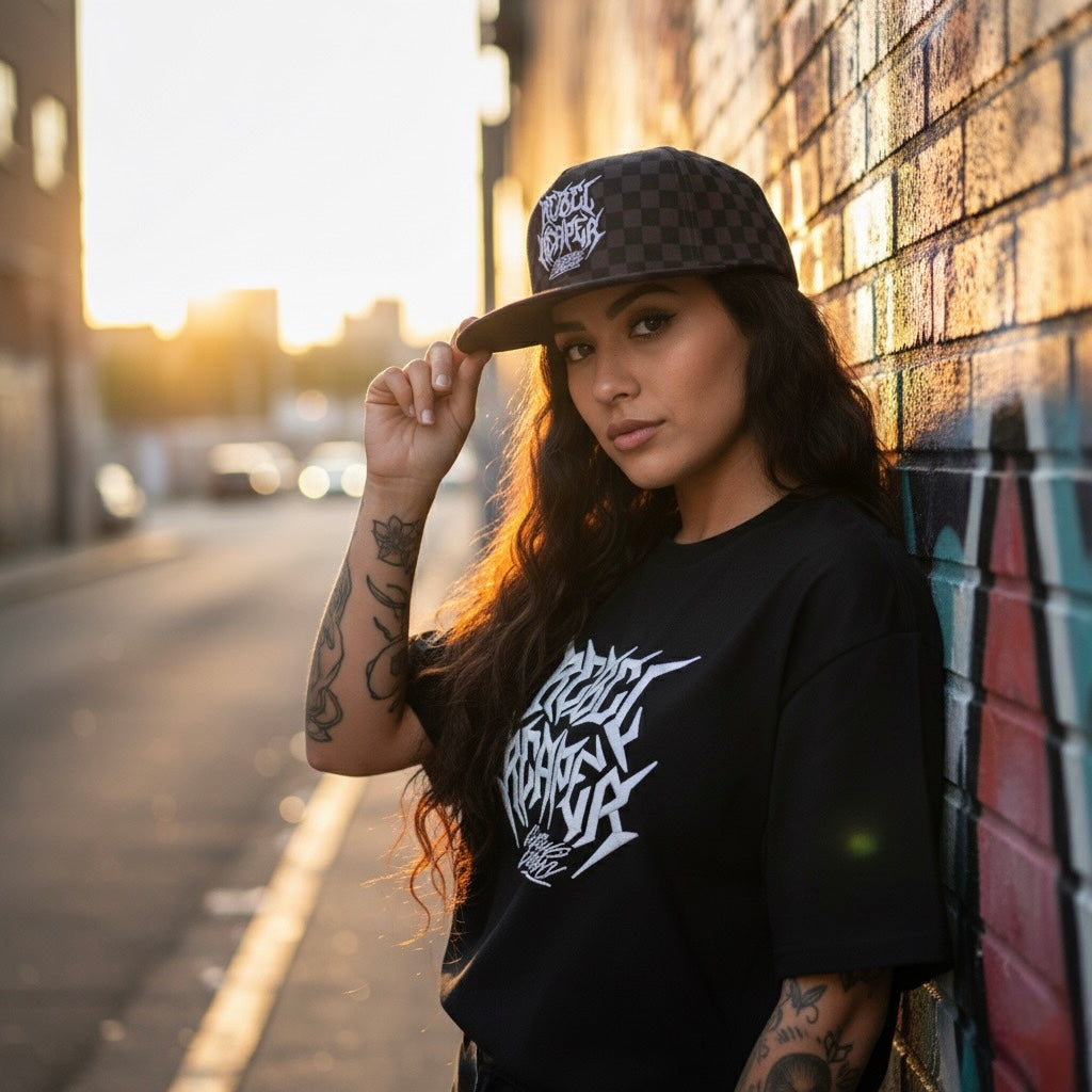 Logo Hat - Black & Grey Checkered SnapBack