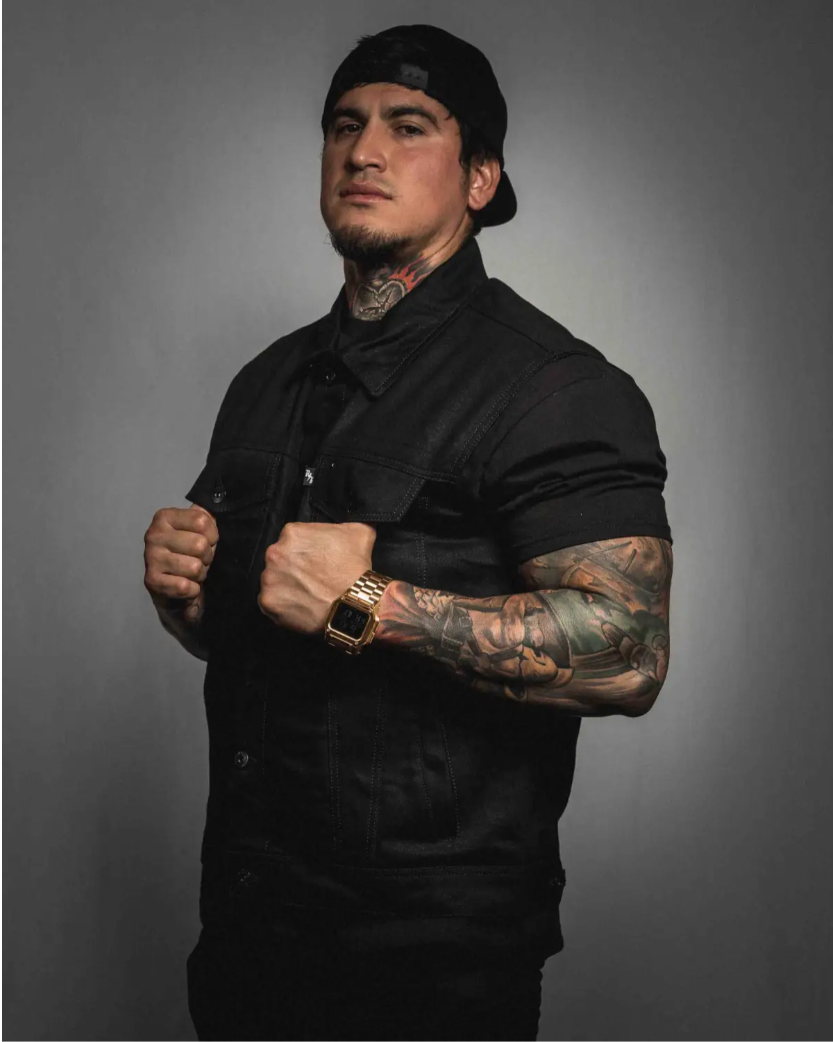 Capone Black Denim Collared Vest