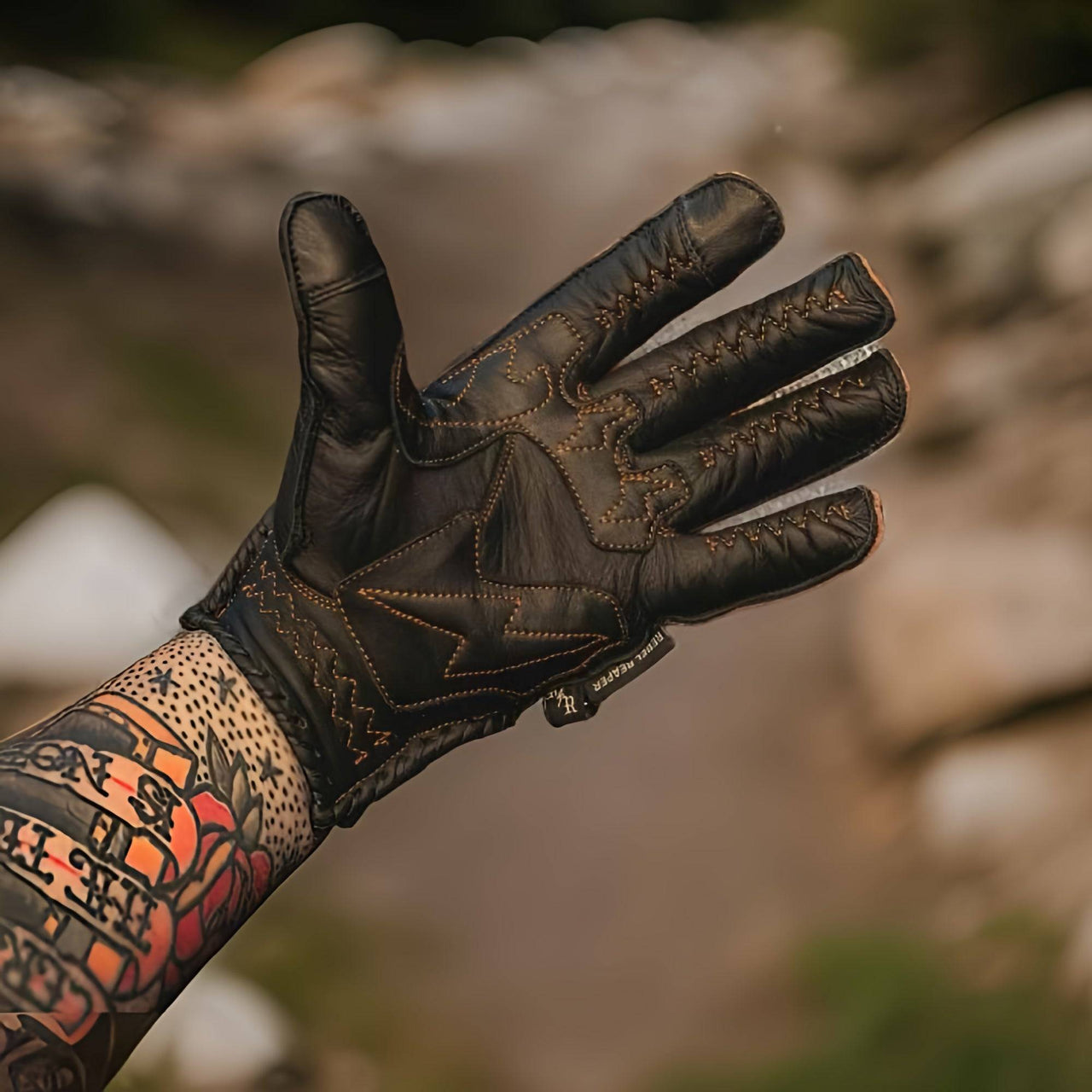 Leather Motorcycle Riding Gloves - Modern Roper - Distressed Brown