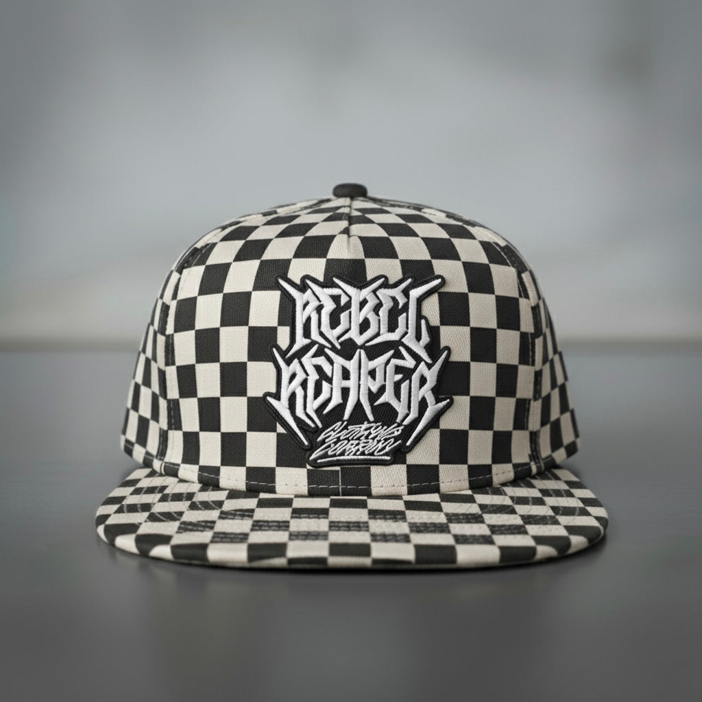 Logo - White / Black Checkered Snapback Hat