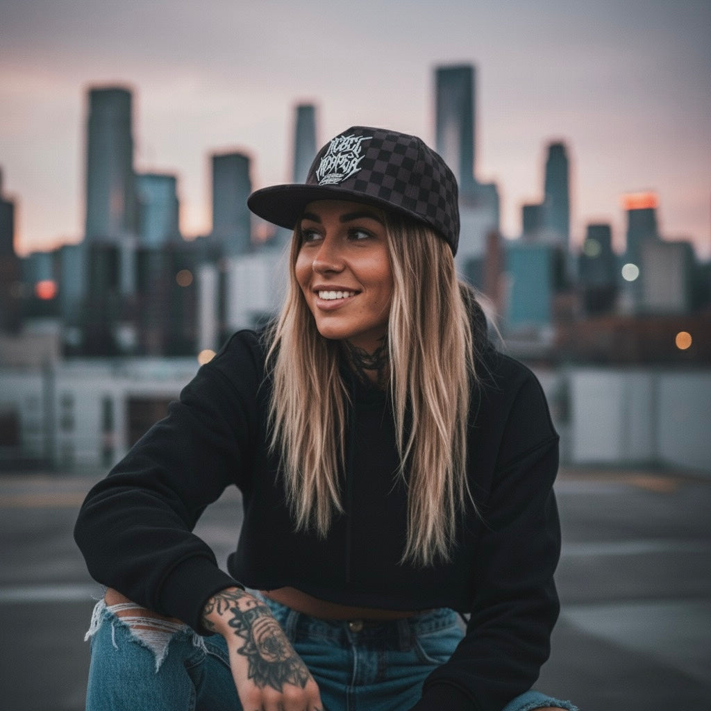 Logo Hat - Black & Grey Checkered SnapBack