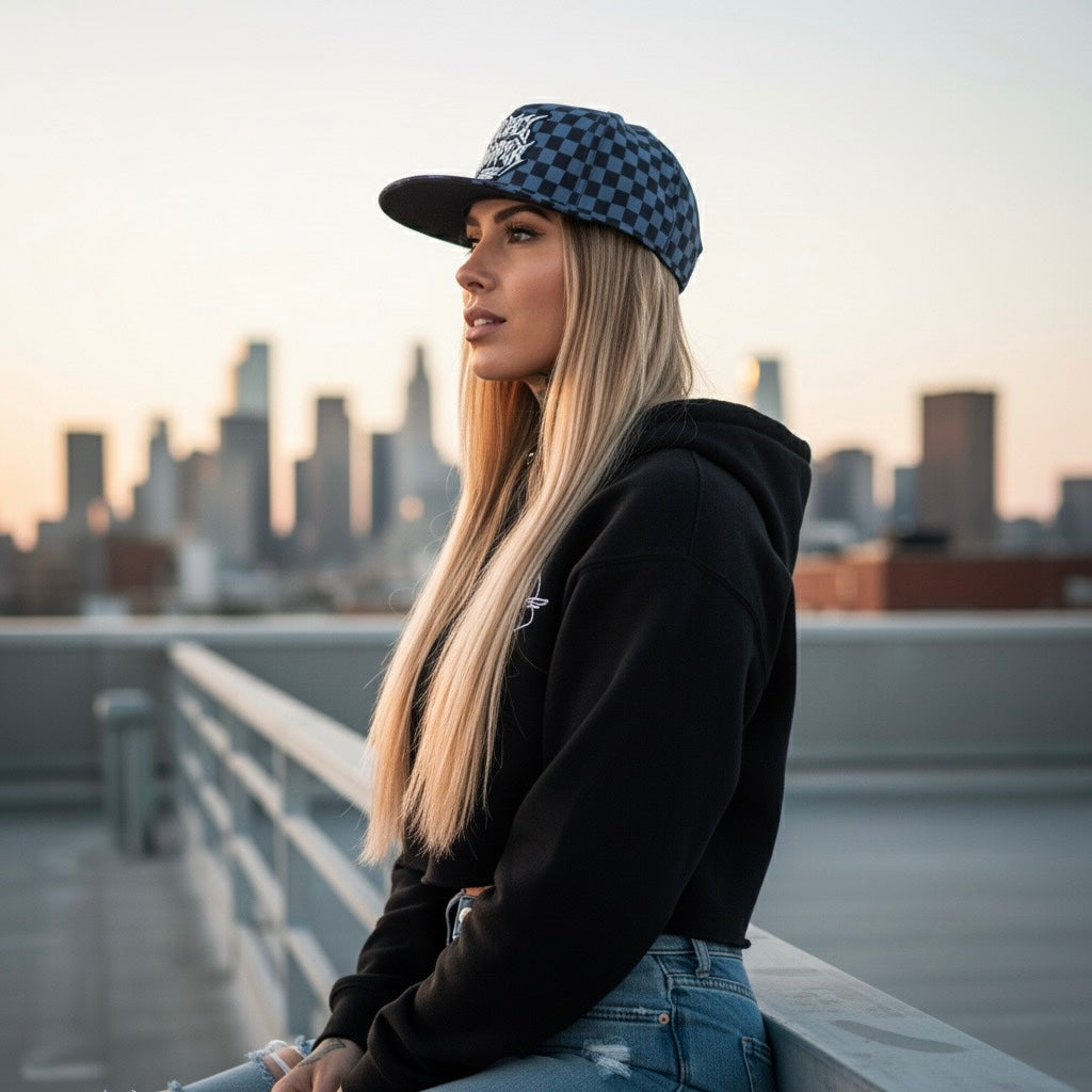 Logo Hat - Slate Blue Checkered SnapBack