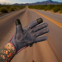 Thumbnail for Leather Motorcycle Riding Gloves - Modern Roper - Red | White | Blue | USA
