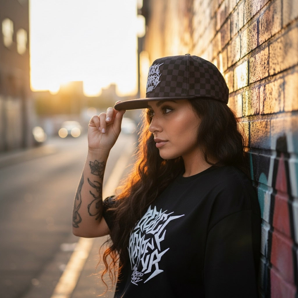 Logo Hat - Black & Grey Checkered SnapBack