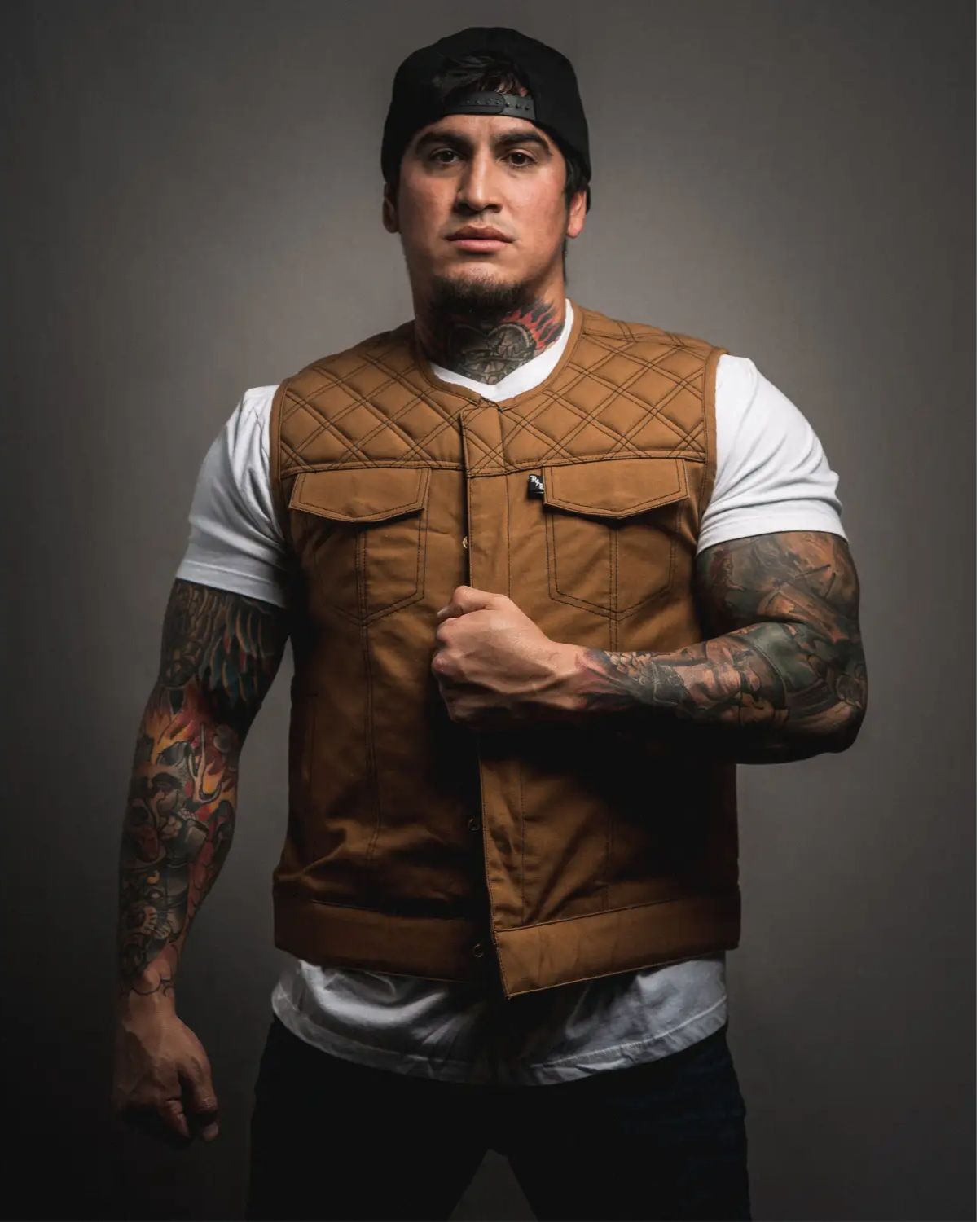 The CREAM Canvas Vest | Collarless | Standard Length