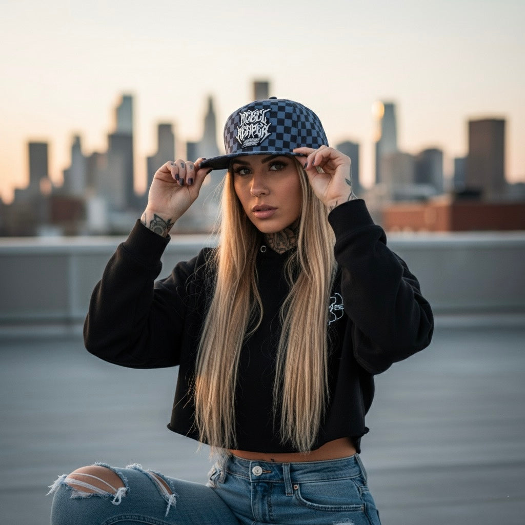 Logo Hat - Slate Blue Checkered SnapBack