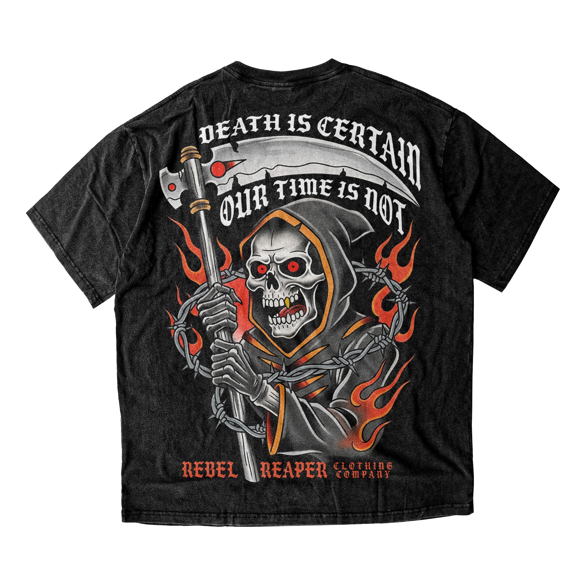 Death Is Certain Reaper T-Shirt - Washed Black