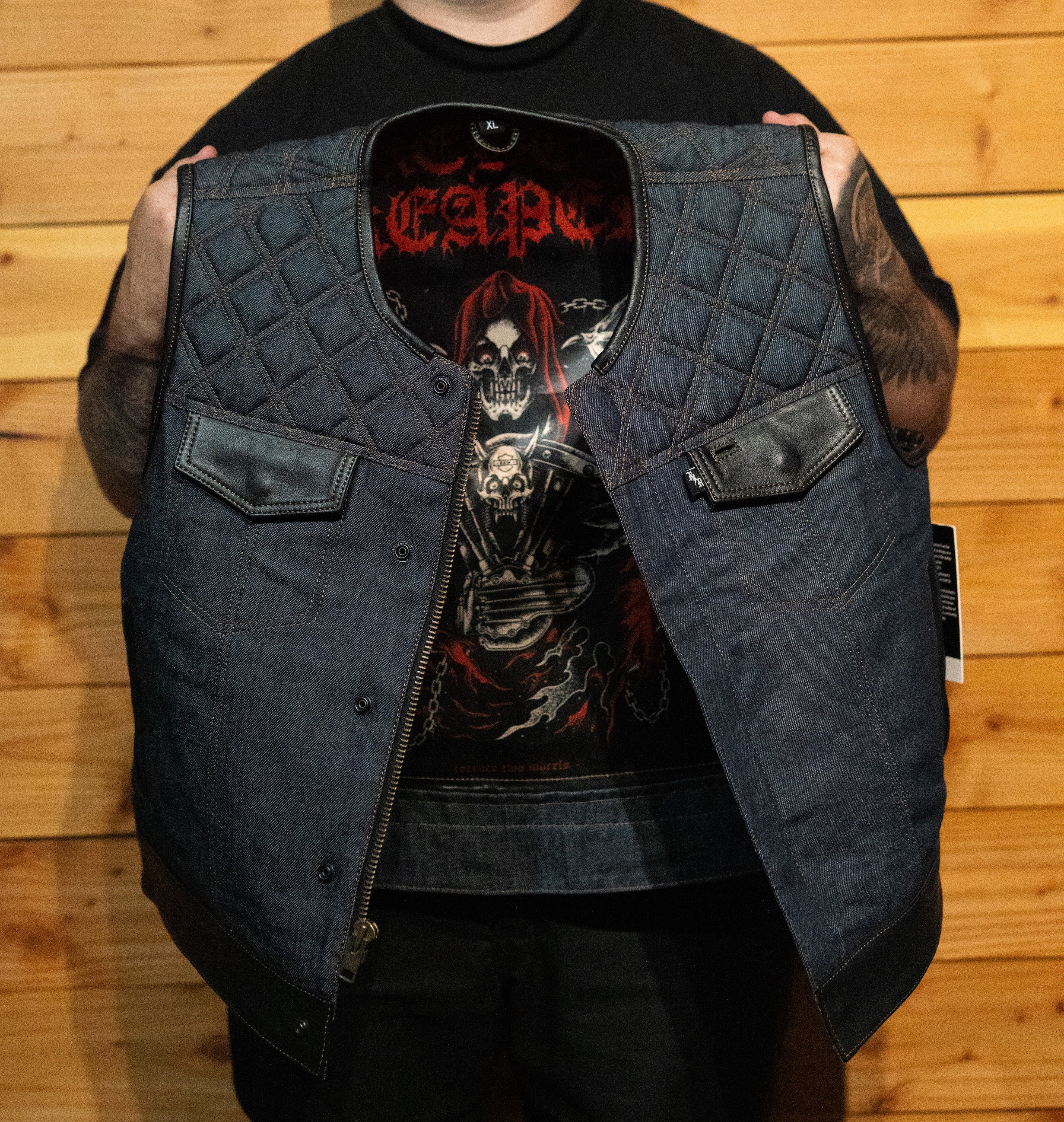 The Reapers Revenge Indigo Blue Denim Vest | Standard Length