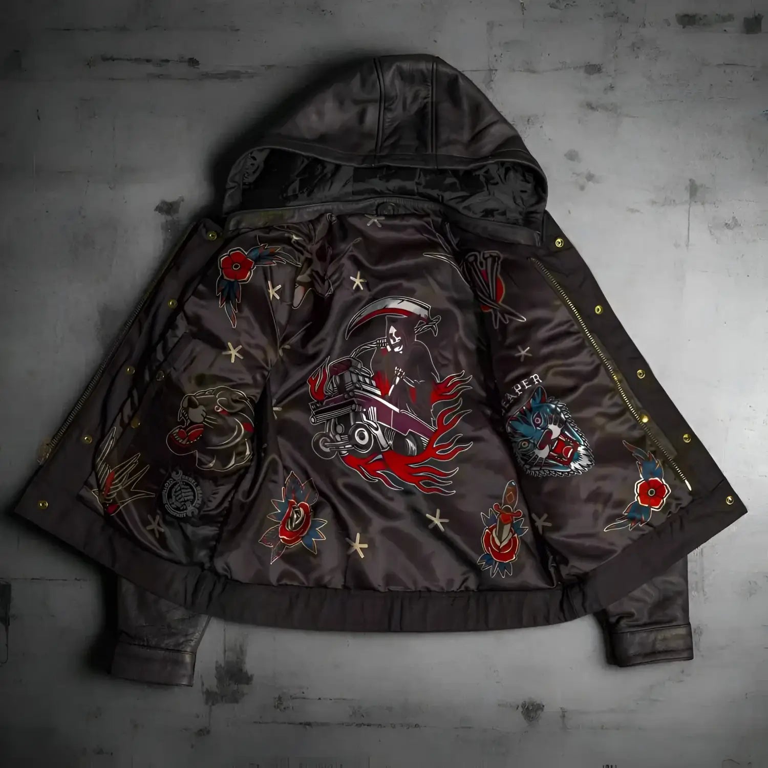 Back In Black Leather Jacket - Rebel Reaper Clothing Company