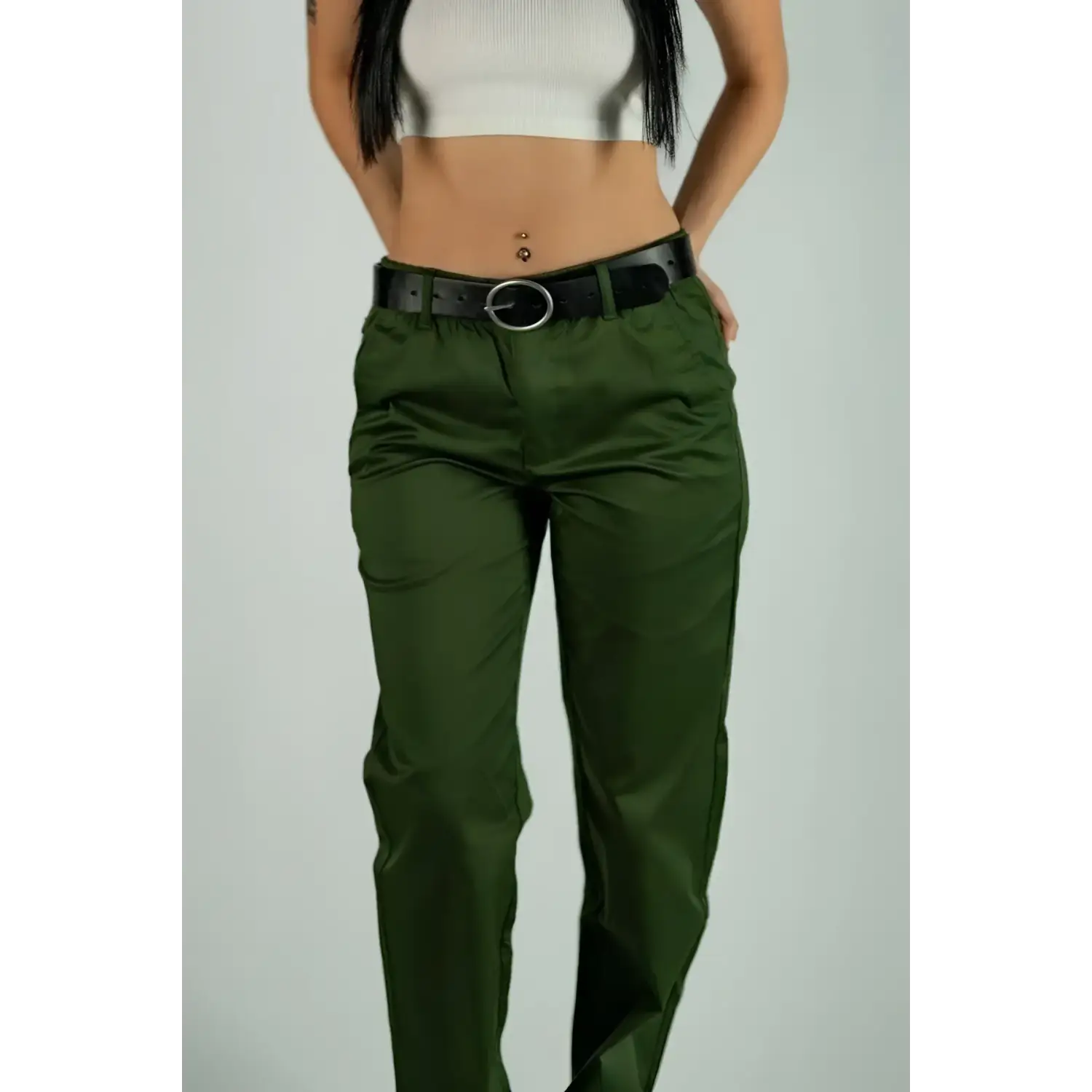 Olive green Chino Pants with rebel reaper logo, flex-tek stretch waistband, and slash hand pockets