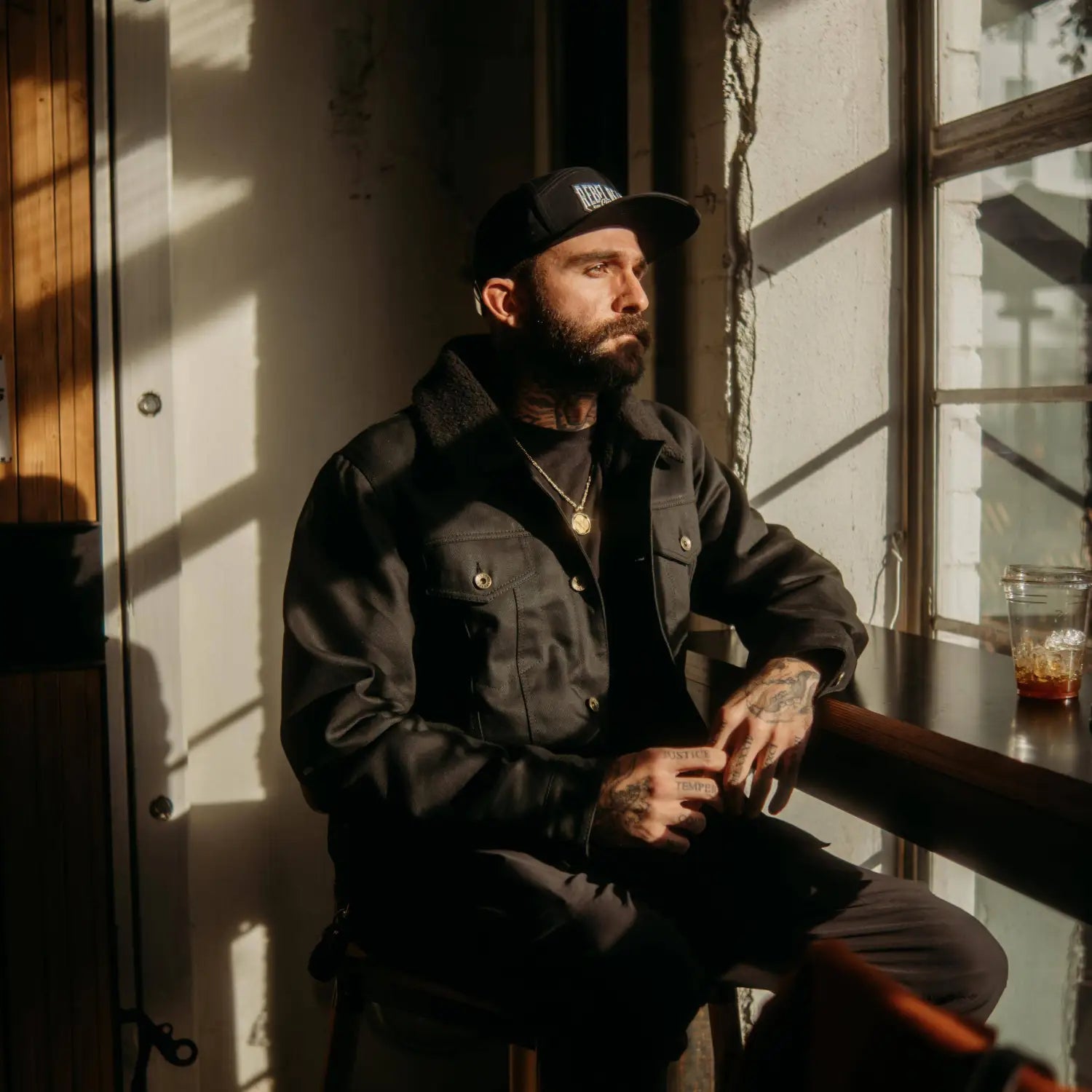 Onyx Sherpa Lined Black Denim Jacket - Rebel Reaper Clothing Company