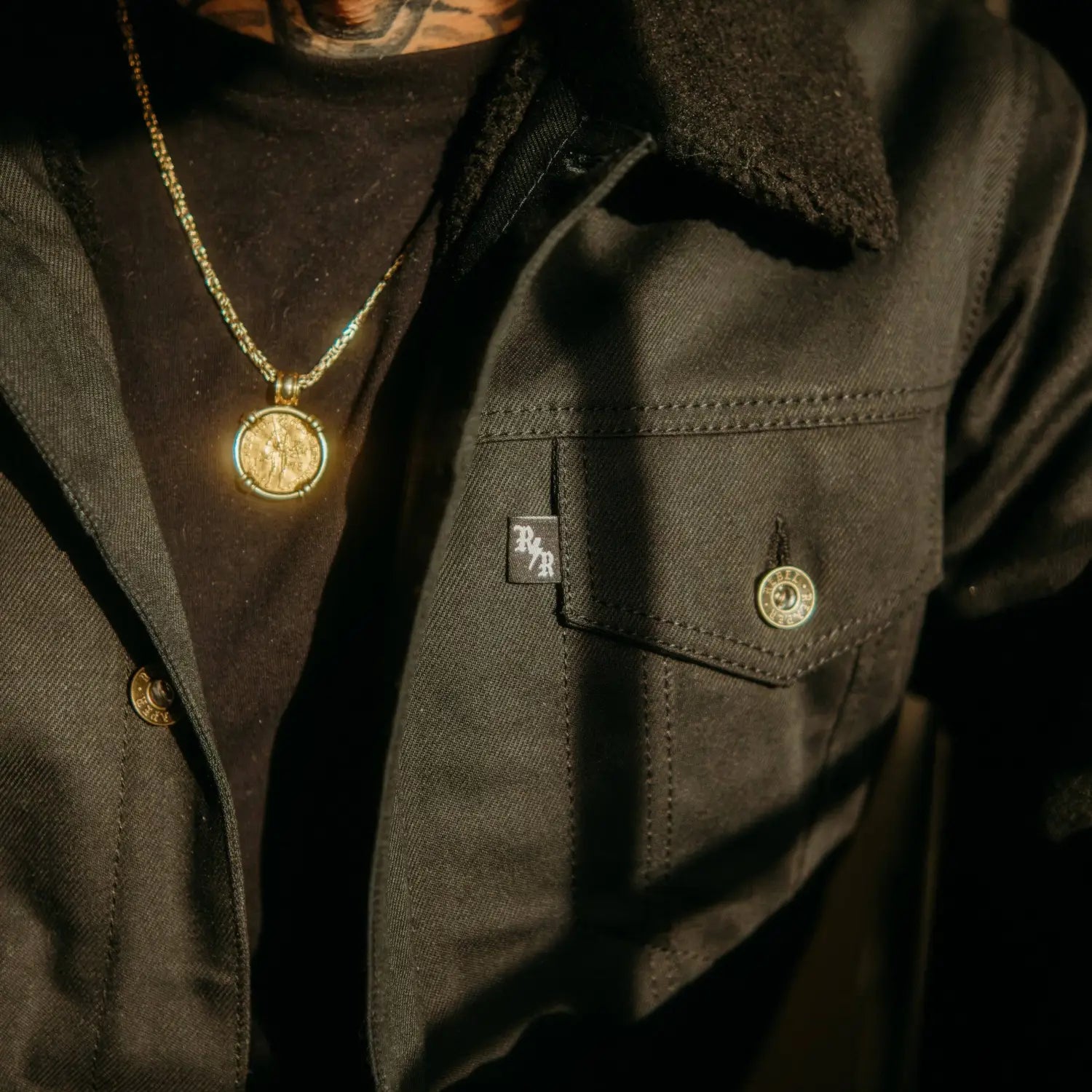 Onyx Sherpa Lined Black Denim Jacket - Rebel Reaper Clothing Company