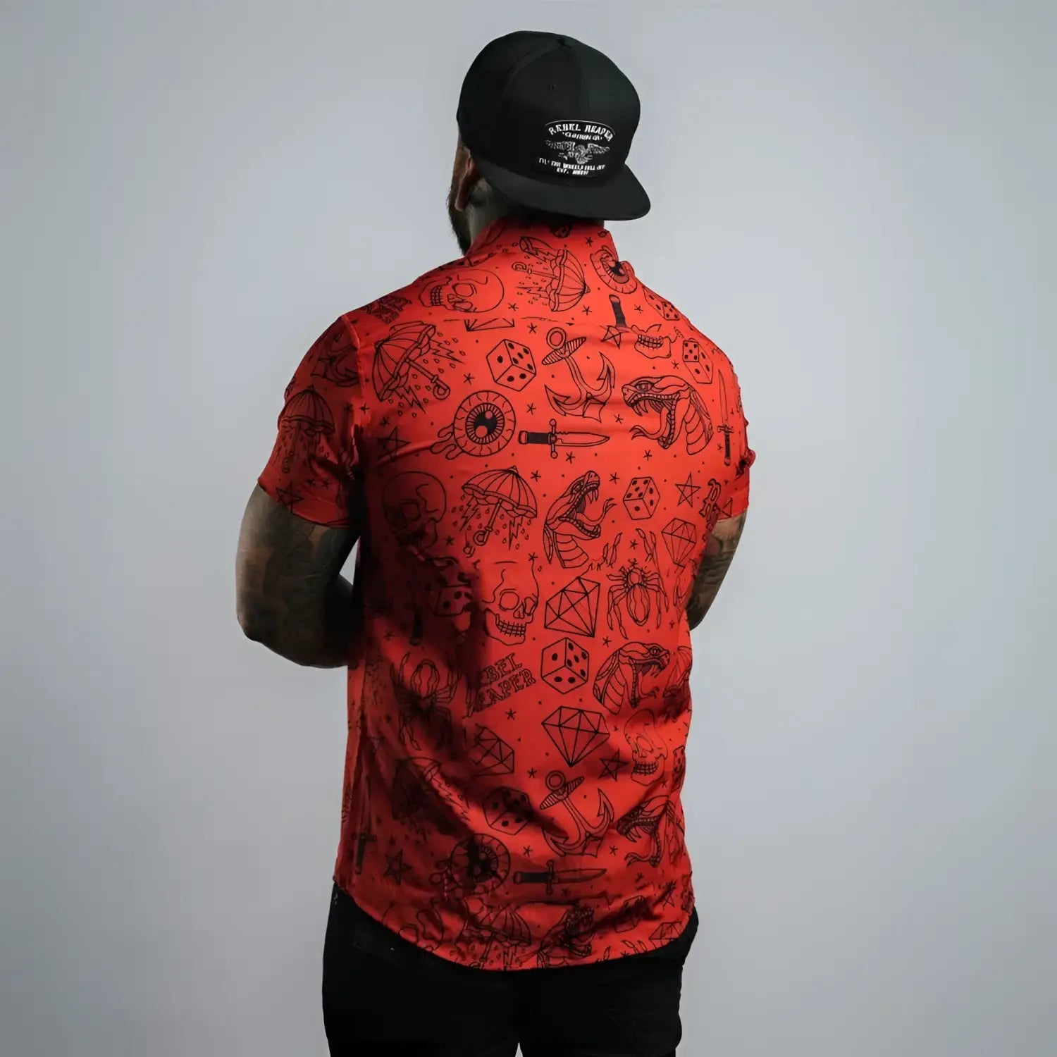 Red Tattoo Flash | Button Up Shirt S/S - Button Up Shirt