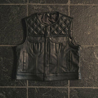 Thumbnail for Back N Black 2.0 Collarless Leather Womens Vest