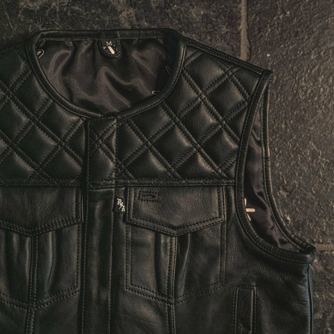 Back N Black 2.0 Collarless Leather Womens Vest