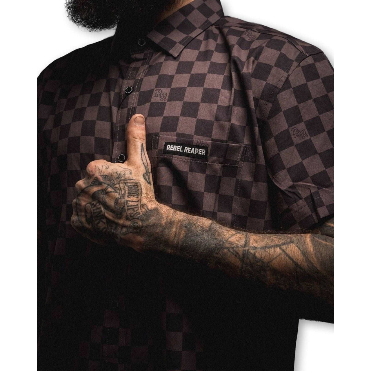 Checkered Flag | Button Up Shirt | Black