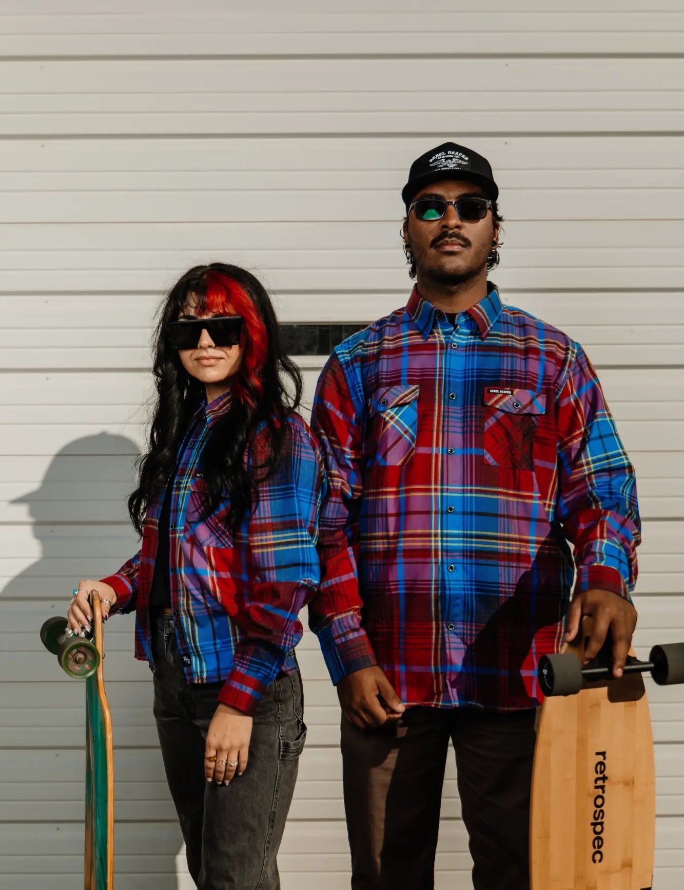Matching plaid shirts from the All Flannels collection, perfect for men’s flannel shirts style