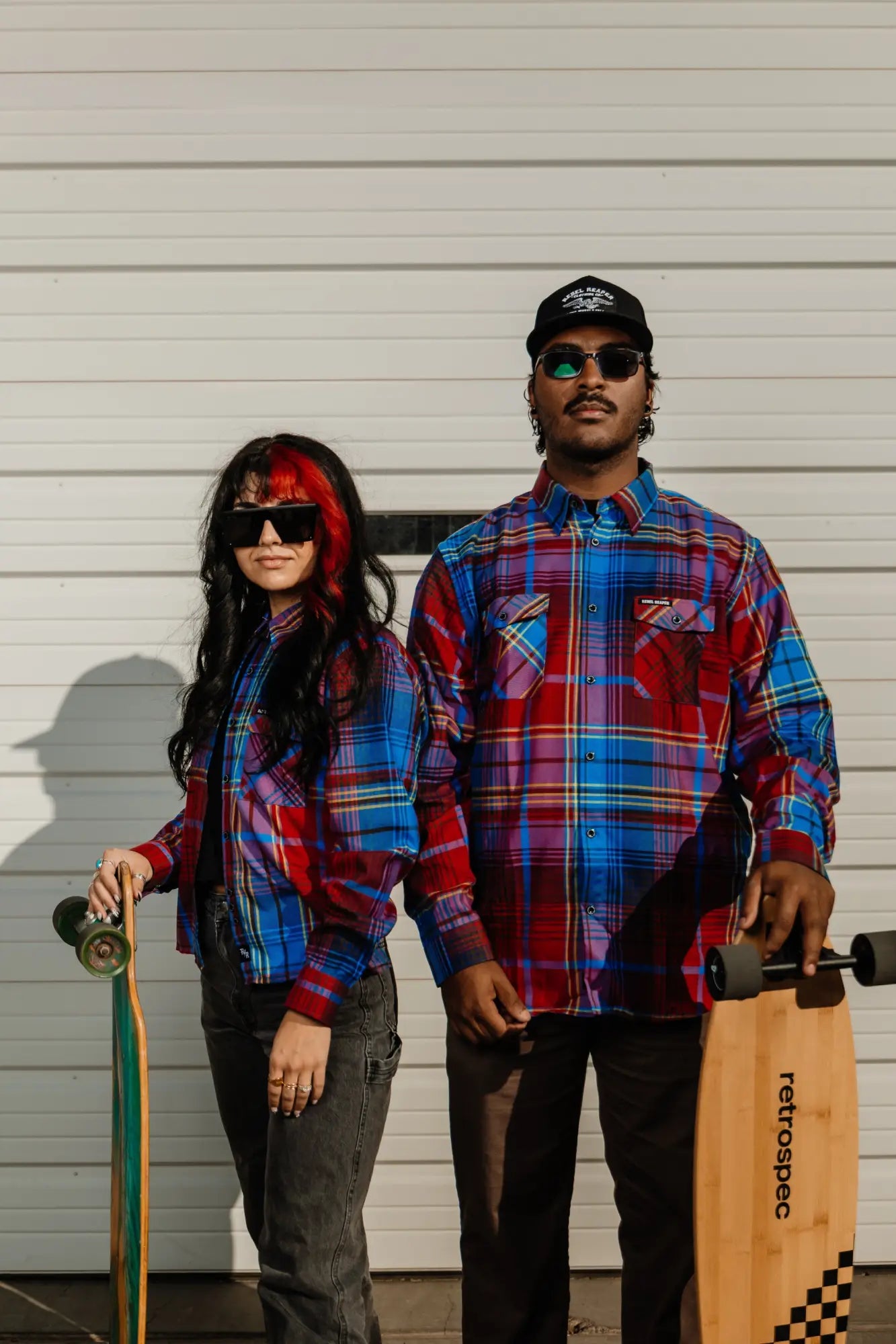 Matching plaid shirts from the All Flannels collection, perfect for men’s flannel shirts style
