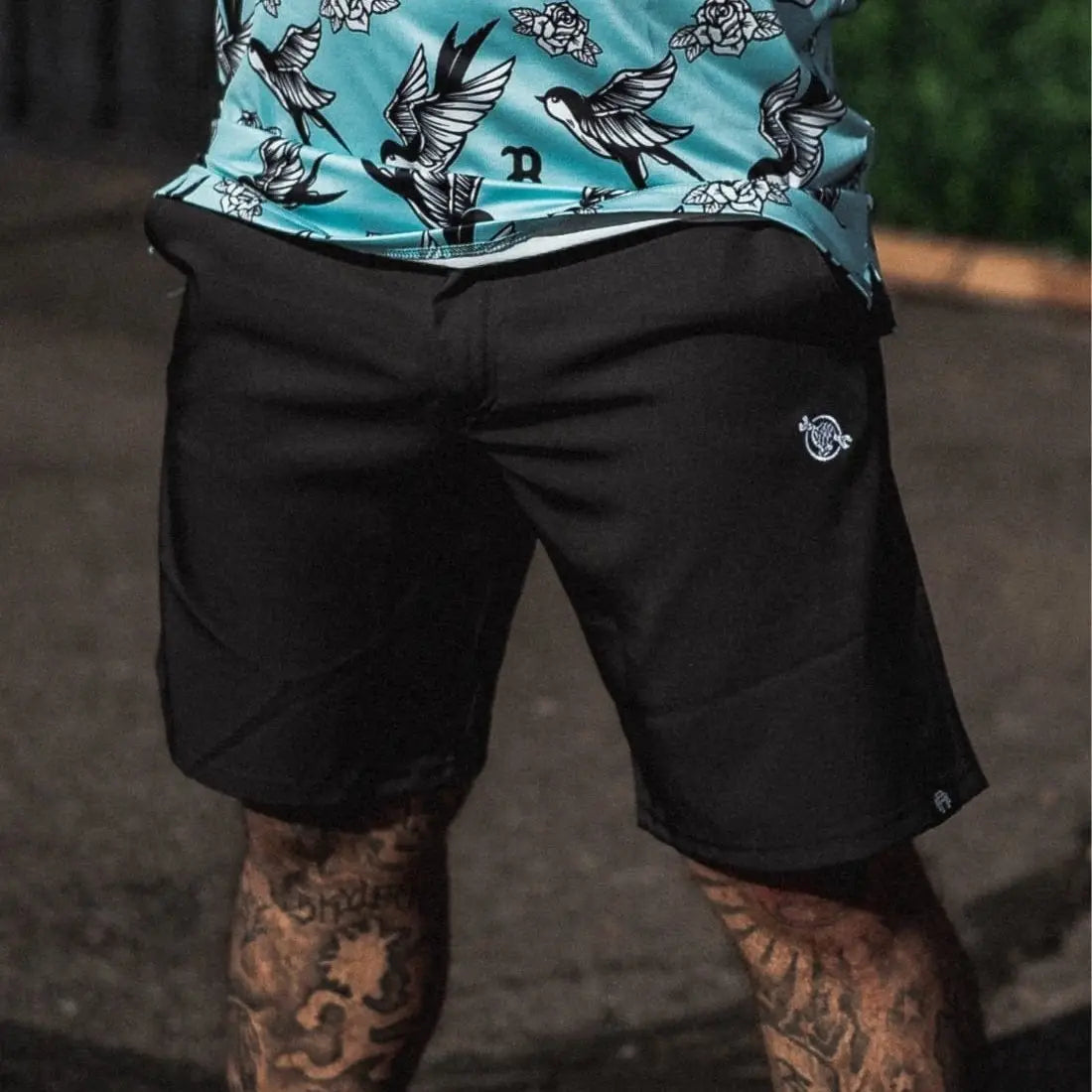 Black athletic shorts from Rebel Reaper men’s chino shorts collection with hidden stash feature