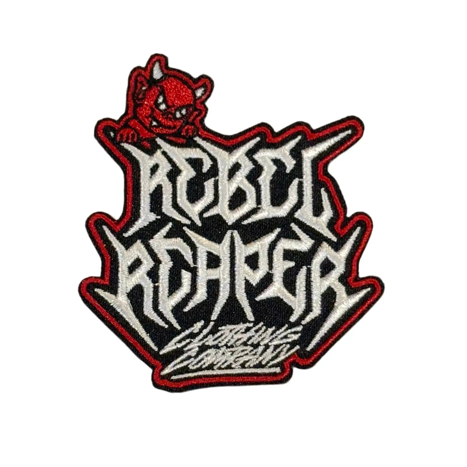 Embroidered Rebel Reaper Patch featuring a devil design in the Patches collection