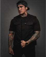The Menace Black Canvas Vest | Collarless | Standard Length