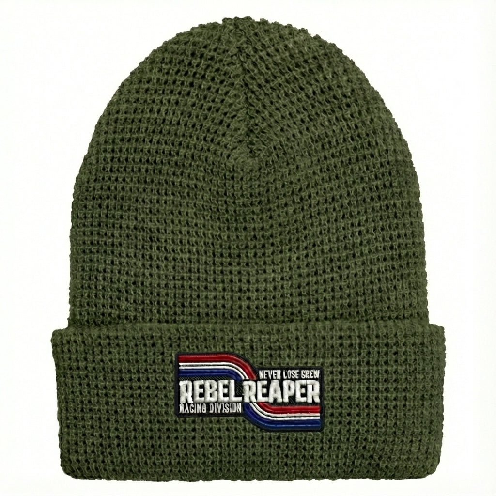 Waffle Knit Beanie - Olive