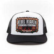 Tattoo Badge Hat - White / Black (Black Mesh)