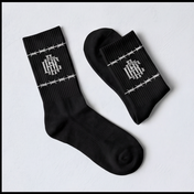 Black Barb Wire Crew Socks