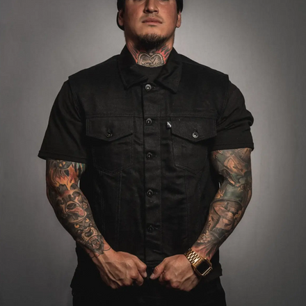 Capone Black Denim Collared Vest