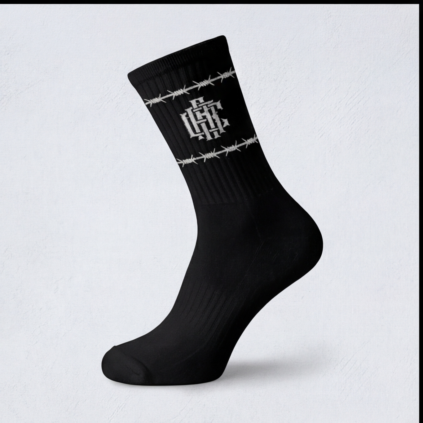 Black Barb Wire Crew Socks