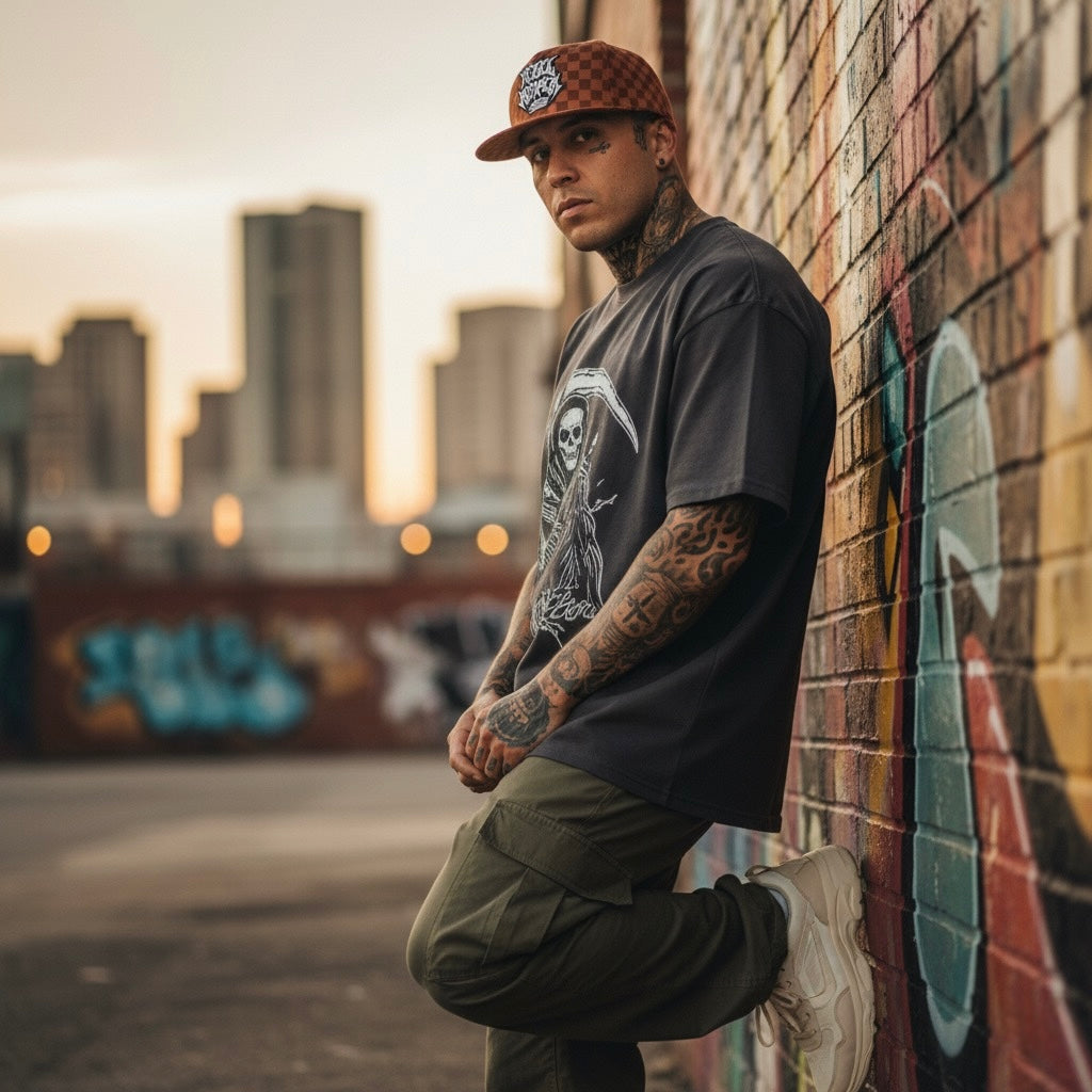 Logo Hat - Rust Checkered SnapBack