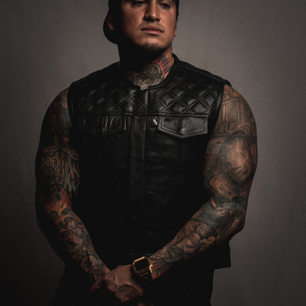 Back In Black Leather Vest (Short Torso)