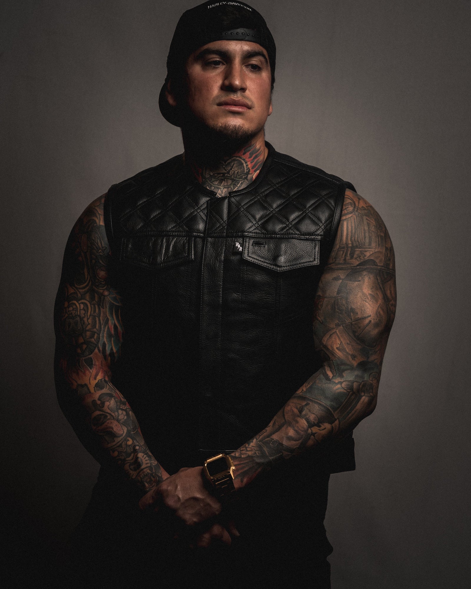 Back In Black Leather Vest | Short Torso