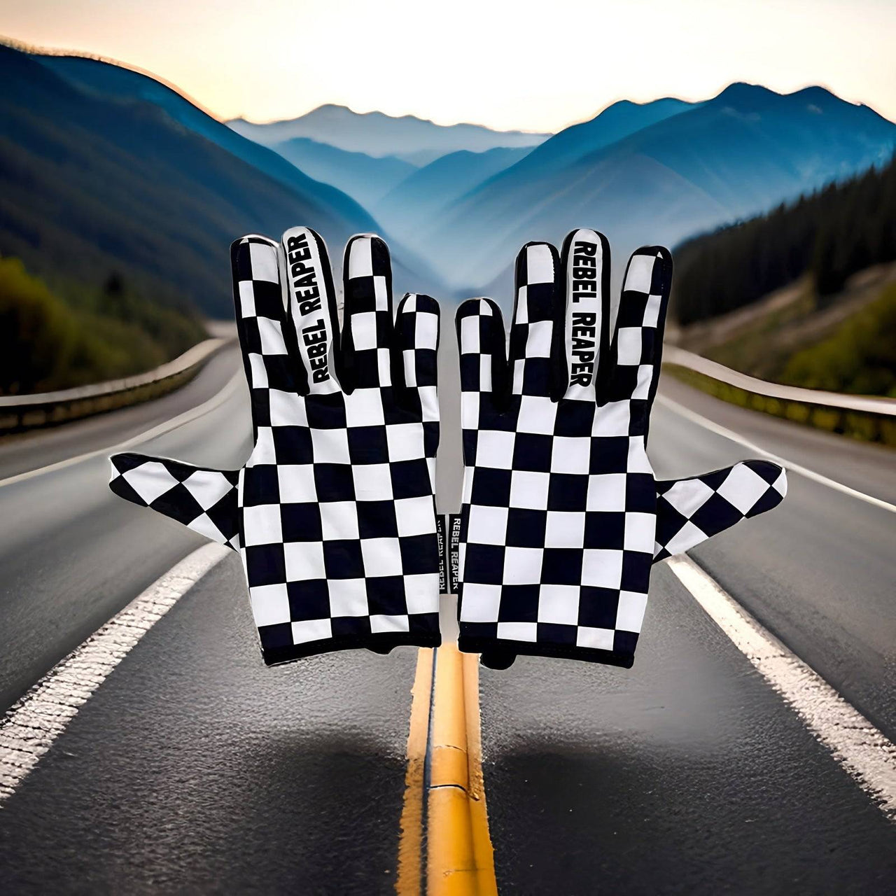 White and Black Checkered Lightweight Gloves