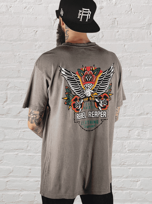 Eagle Badge Tee | Grey Vintage