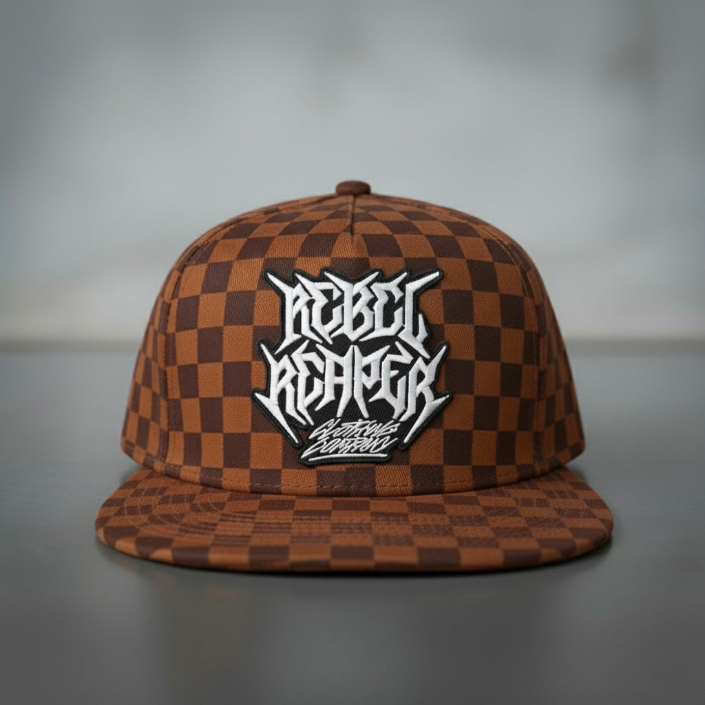Logo - Rust Brown 2-Tone Checkered Snapback Hat
