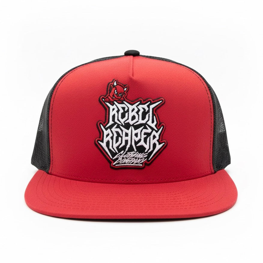 Devil Logo - Red / Black Trucker Snapback Hat