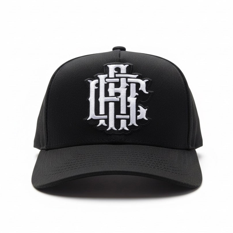 Monogram Badge - Black -  Curved Brim Baseball Hat