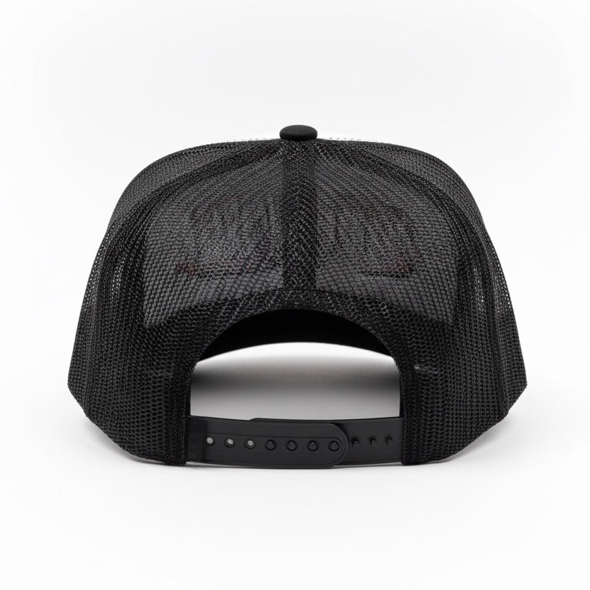 Tattoo Badge Hat - White / Black (Black Mesh)