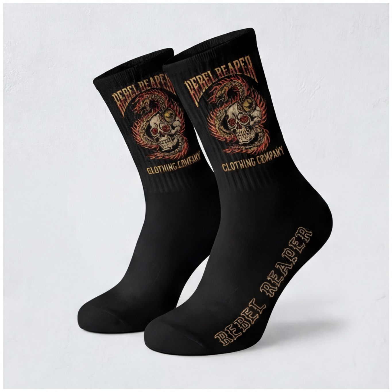 Black Serpent Skull Crew Socks