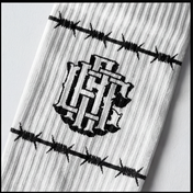 White Barb Wire Crew Socks