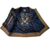 The CREAM Tan Canvas Vest - Collarless