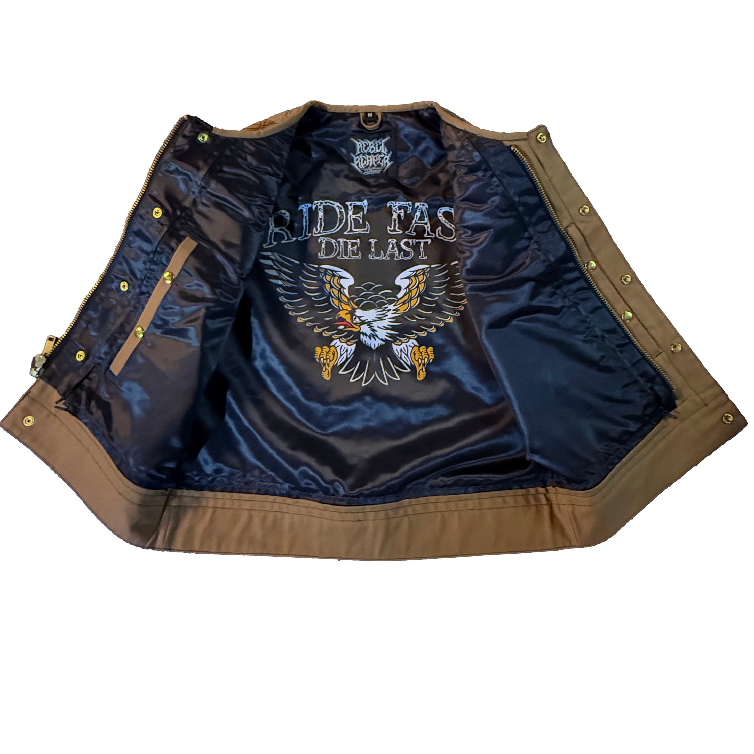 The CREAM Tan Canvas Vest - Collarless