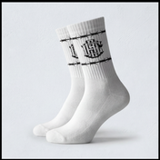 White Barb Wire Crew Socks