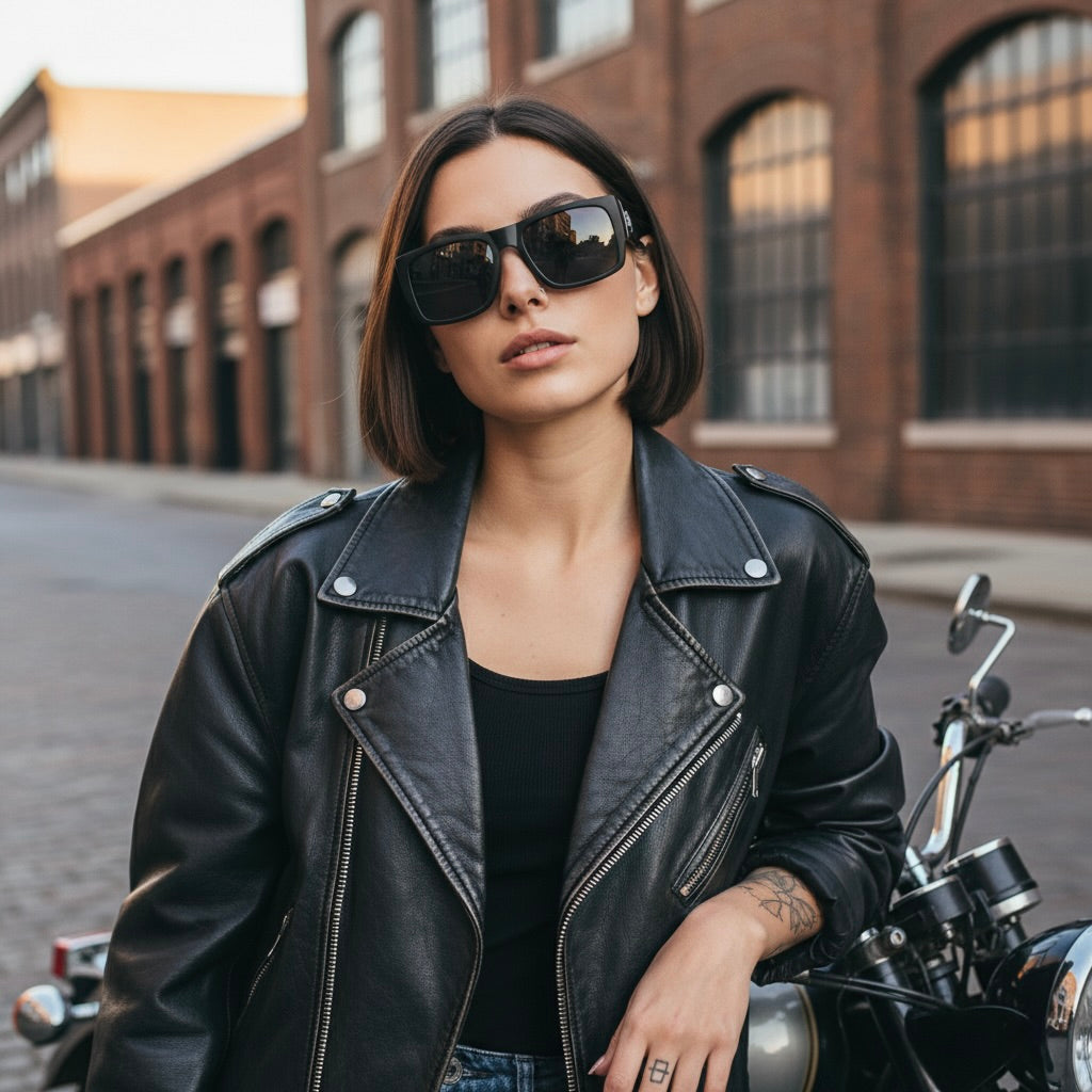Retro Squared Polarized Sunglasses - Black