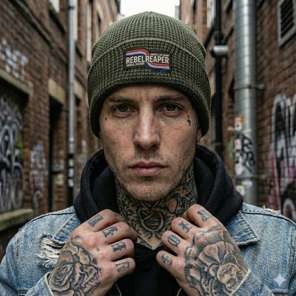 Waffle Knit Beanie - Olive