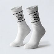 White Barb Wire Crew Socks
