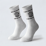 White Barb Wire Crew Socks