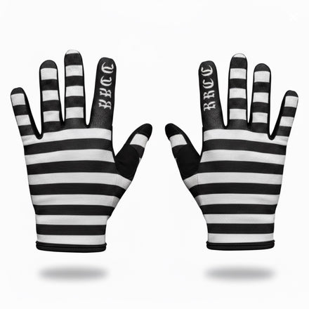 Stripes black white lightweight BMX moto MX gloves