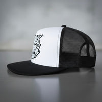 Logo Hat - White & Black (Black Mesh)